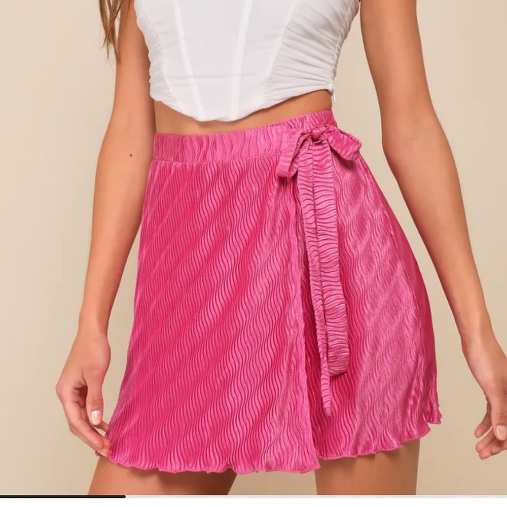 Hot Pink Satin Mini Skort (built in shorts)